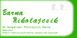 barna mikolajcsik business card